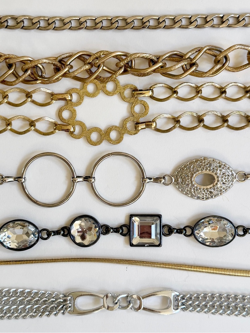 Vintage Chain Belt Lot - 7 Silver and Gold Belts